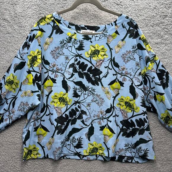 Essential Antwerp Women's Large? Blue Floral Blouse Flowy Bright Comfort - Picture 2 of 10